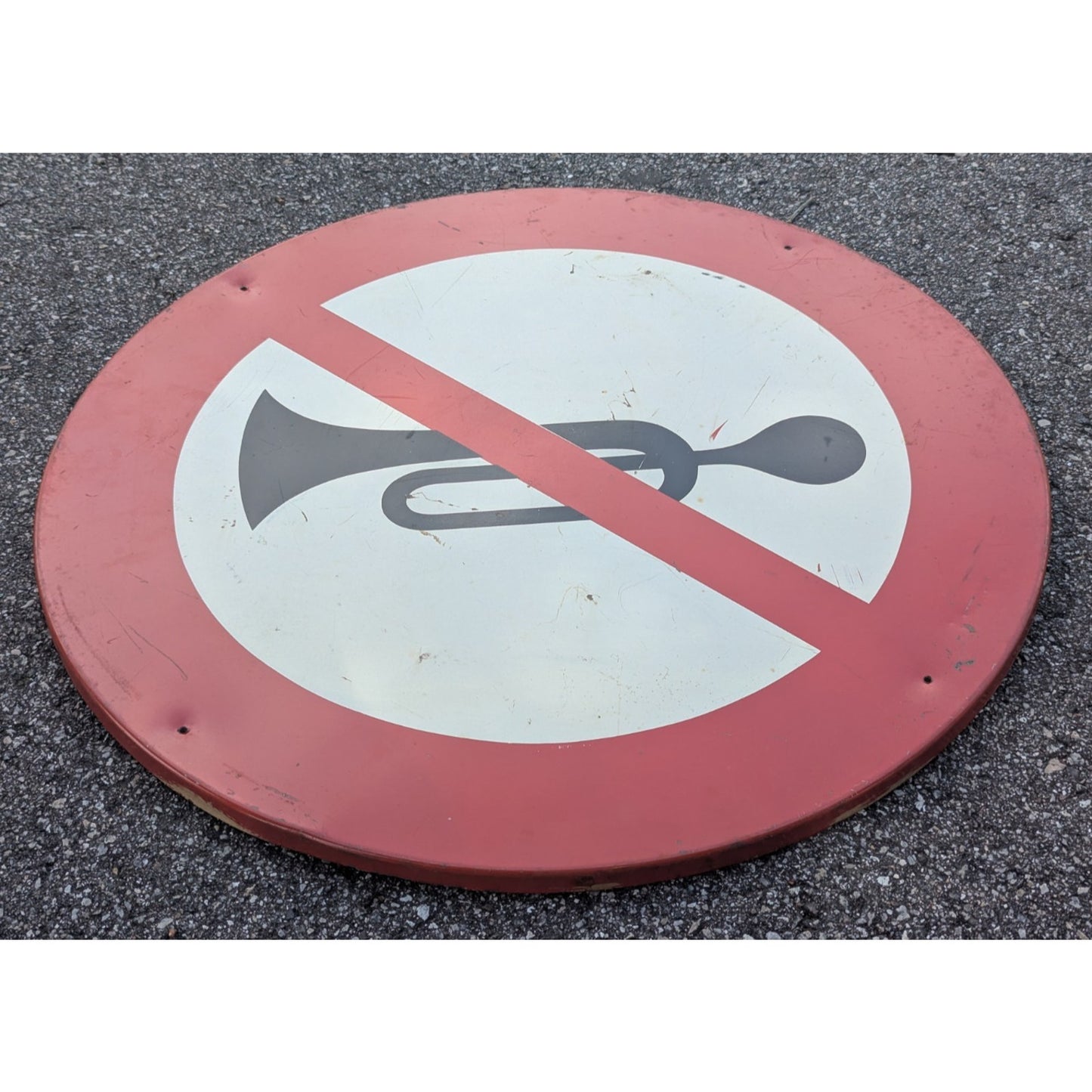 Road Sign Quite Zone "No Horn" Vintage Solid 23"