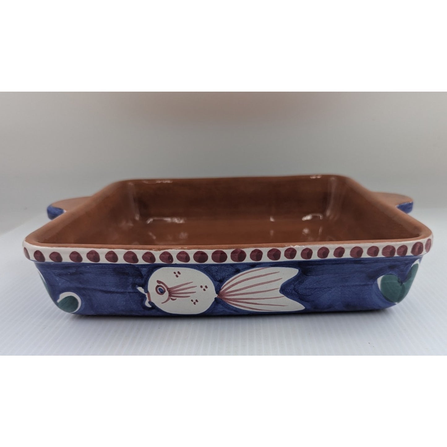 Vietri Solimene Blue Fish Campagna Pesce Square Baking Dish Casserole 11.5 Italy