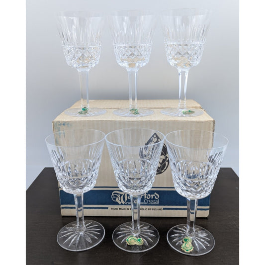 Set of 6 Vintage Waterford Crystal Baltray Claret Wine Goblets Glasses Ireland
