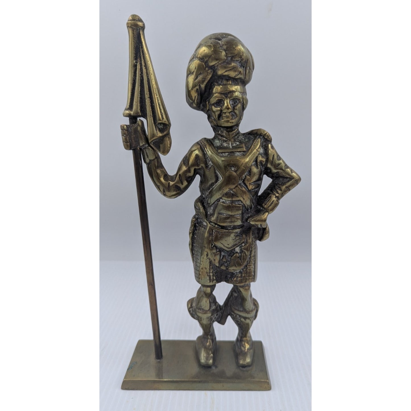 Doorstop Brass Scottish Soldier in a Kilt Holding the Flag Hand Crafted England