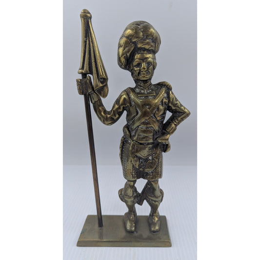 Doorstop Brass Scottish Soldier in a Kilt Holding the Flag Hand Crafted England