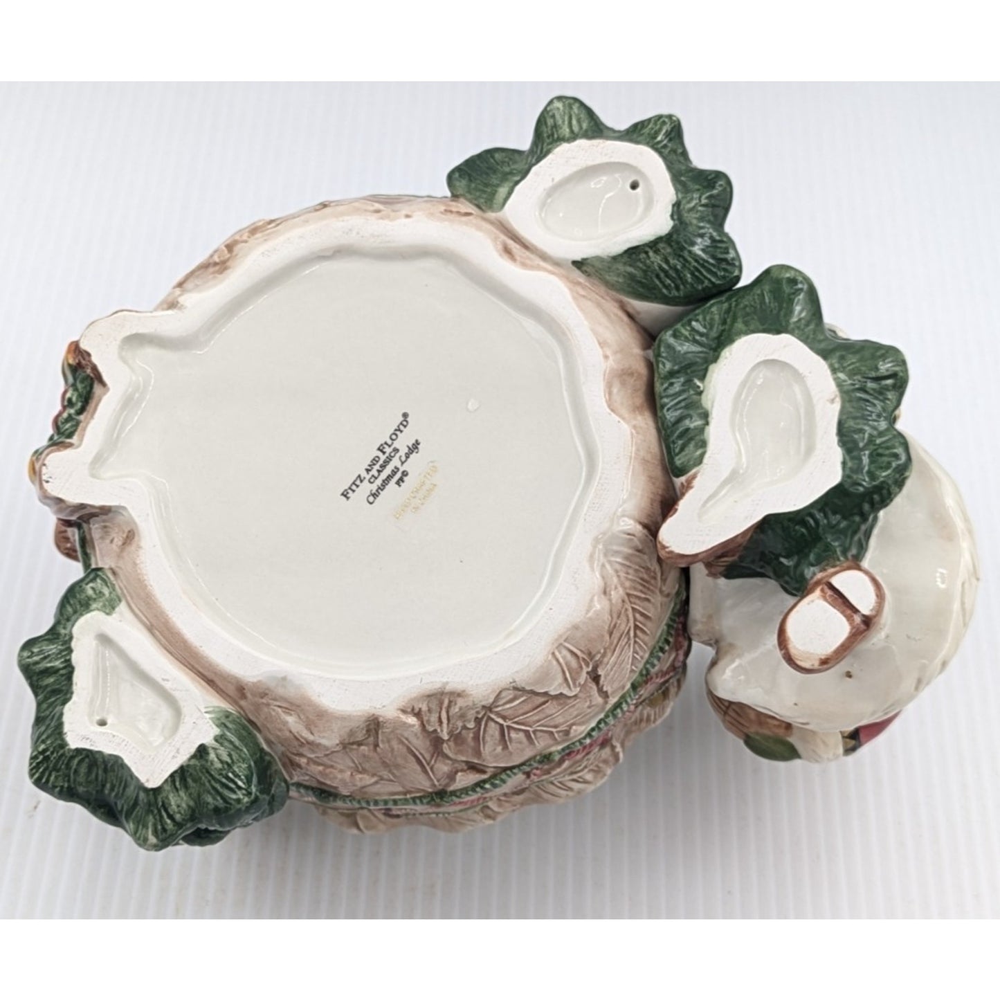Fitz and Floyd Classics Christmas Lodge Tidbit Candy Nut Bowl Dish Santa Owl