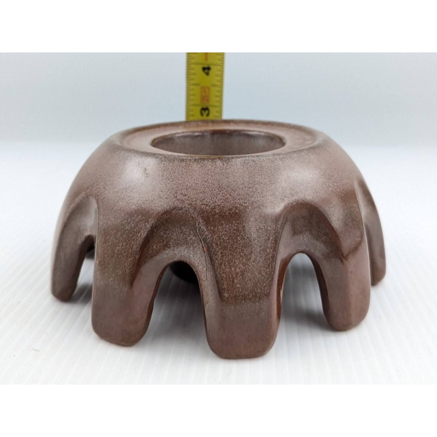 Vintage Frankoma Pottery Beverage Warmer Stand Plainsman Brown Ceramic