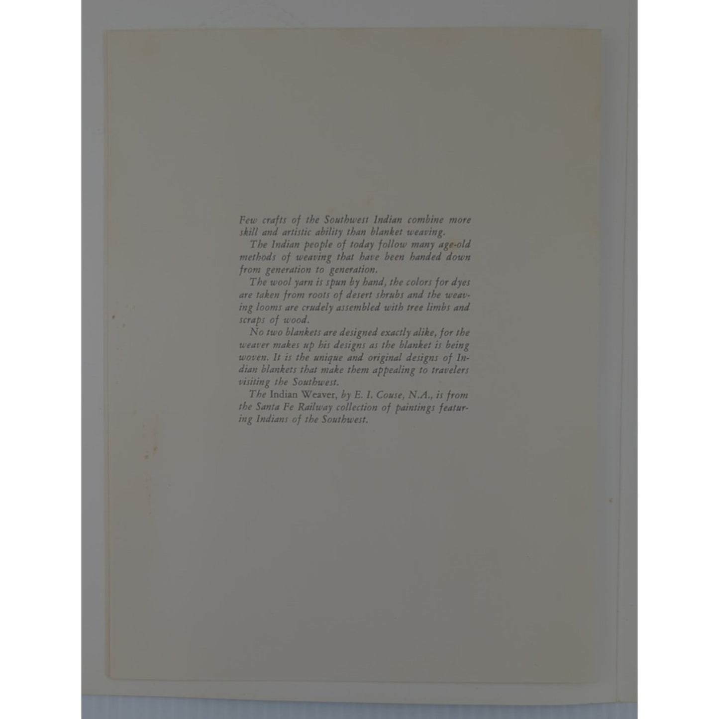 Santa Fe Railroad Super Chief Turquoise Room Menu Large 14" x 11"