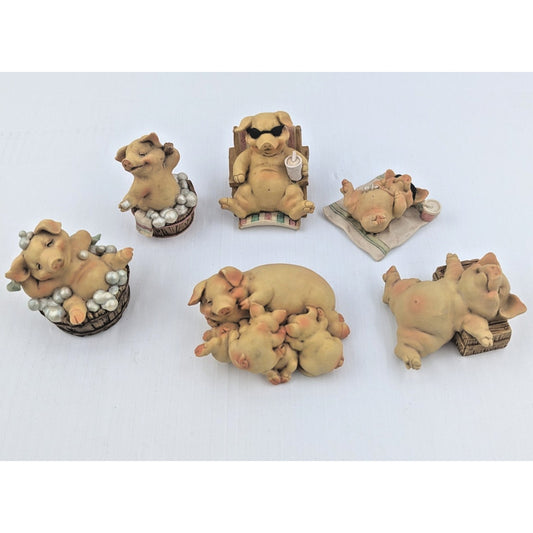 Vintage 1992 Ganz Pigsville Figurines Lot Of 6