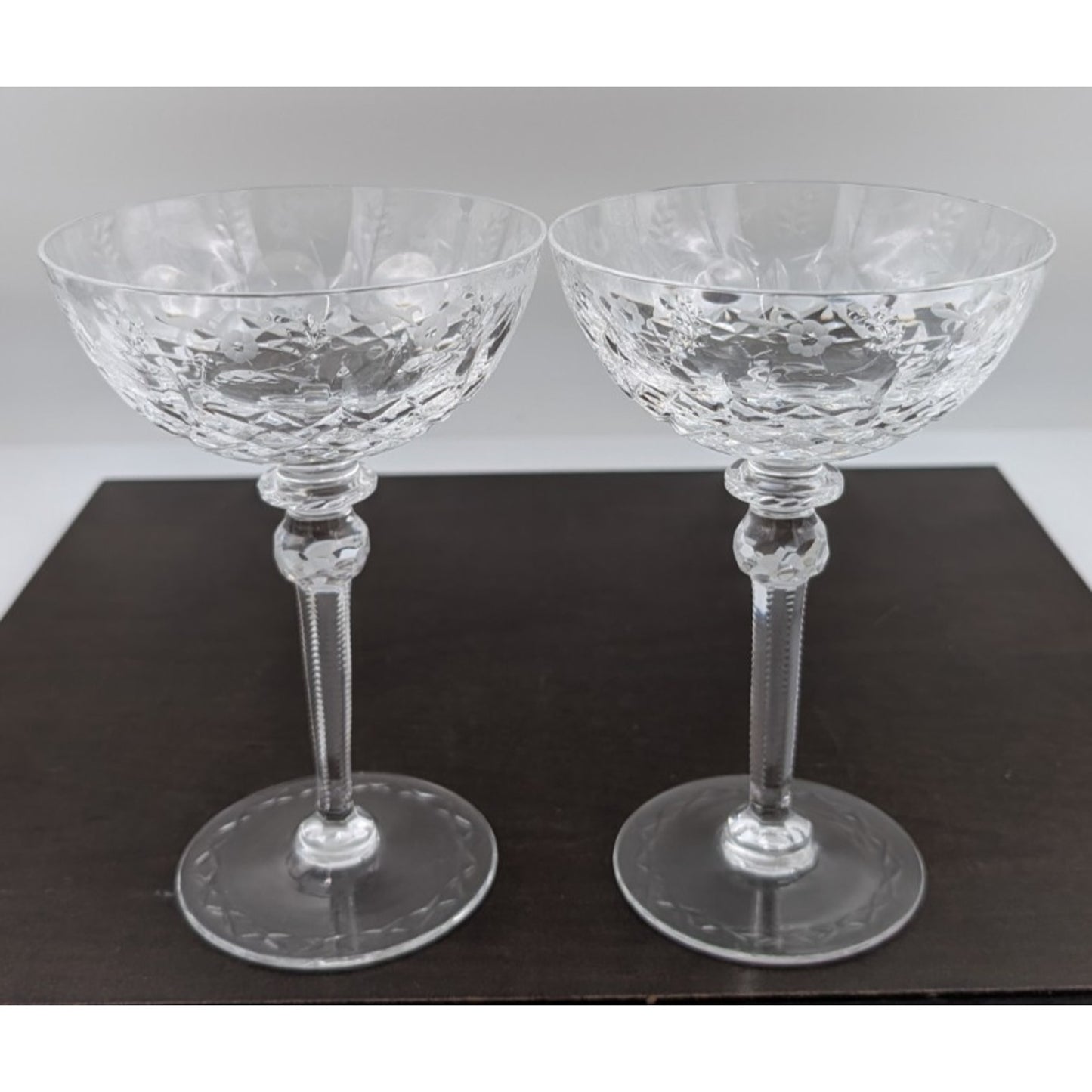 Rogaska Gallia Champagne Tall Sherbet Glasses 7 1/8" Set of 2