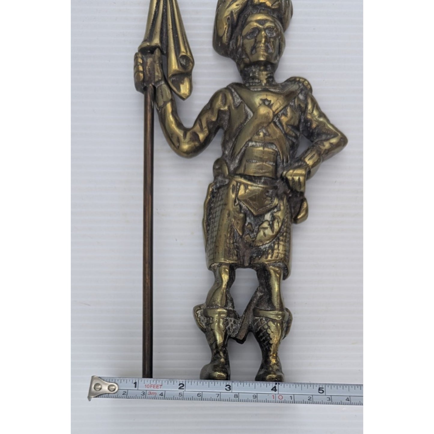 Doorstop Brass Scottish Soldier in a Kilt Holding the Flag Hand Crafted England