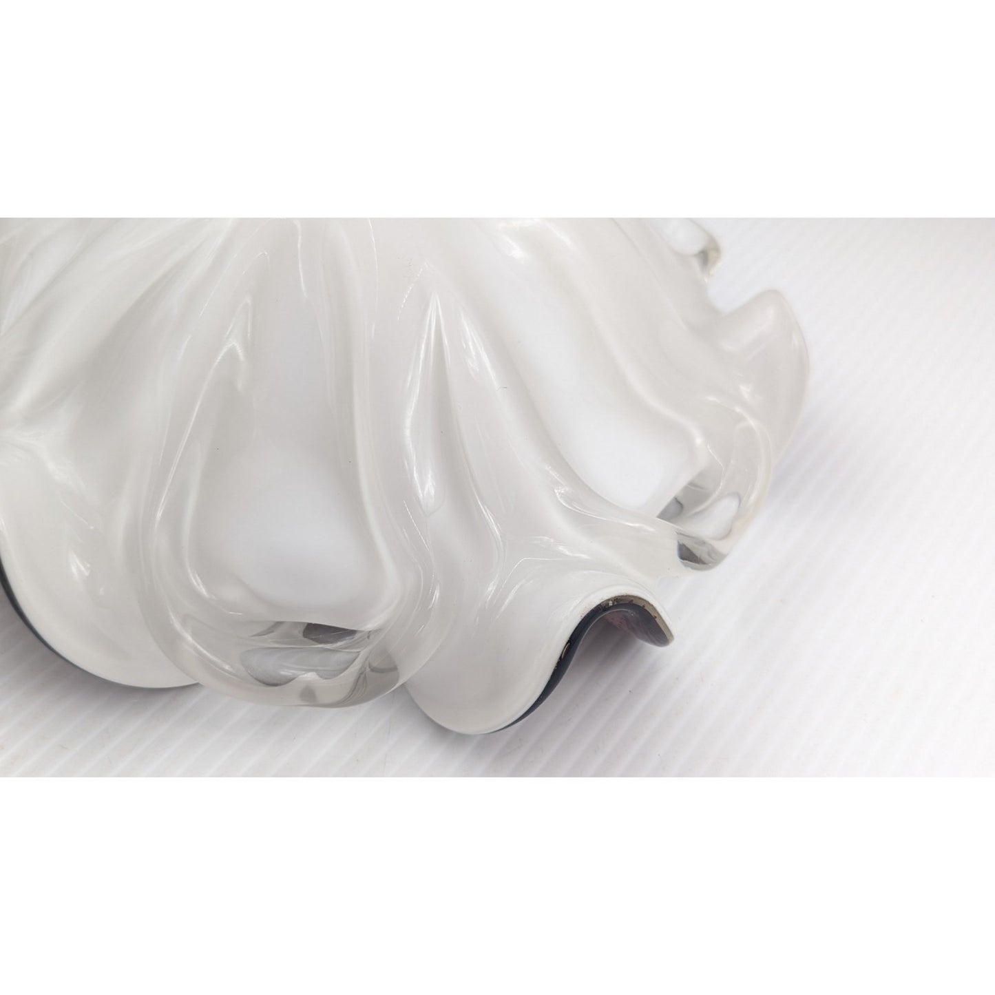 Vintage Hand Blown Murano Tutti Frutti Cased Glass Bowl Ruffled 9"