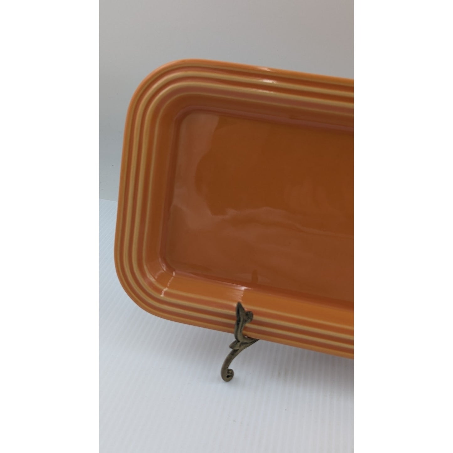 Appolia Stoneware Orange Rectangular Baking Serving Dish Platter France 14x7"