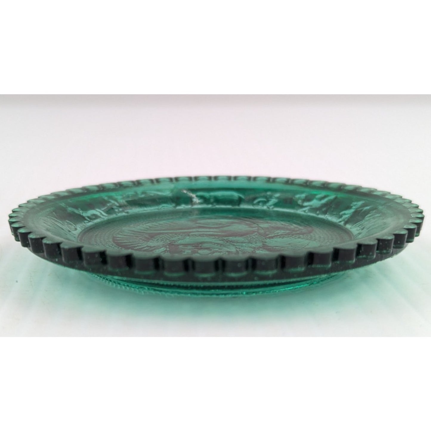 The Greatest Show on Earth Circus Glass Window Decor Pairpoint Cup Plate Green