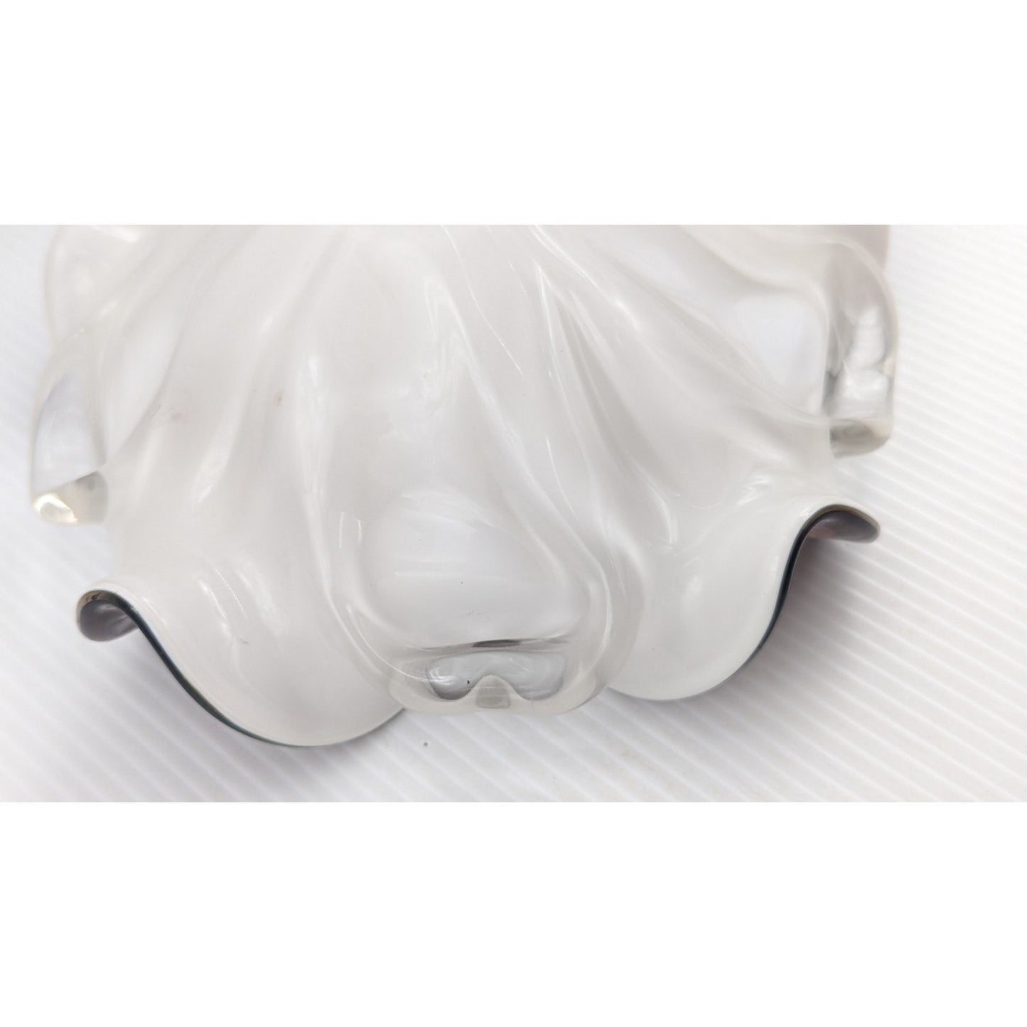 Vintage Hand Blown Murano Tutti Frutti Cased Glass Bowl Ruffled 9"