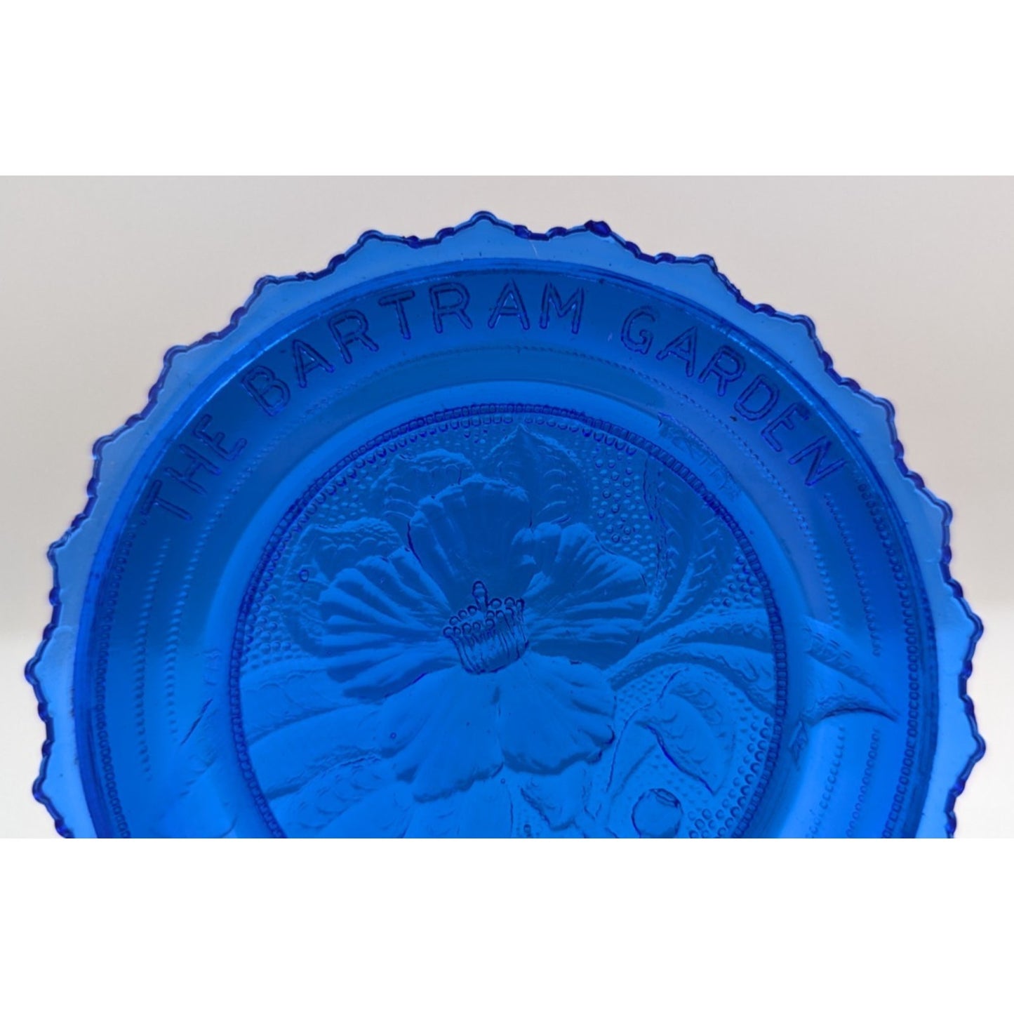 The Bartram Garden Philadelphia Glass Window Decor Pairpoint Cup Plate Blue