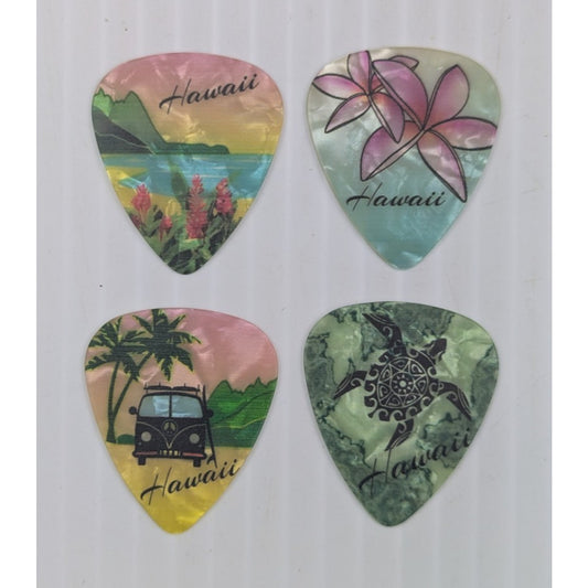 Guitar Pick Hawaii Hawaiian Vintage Souvenir Lot of 4