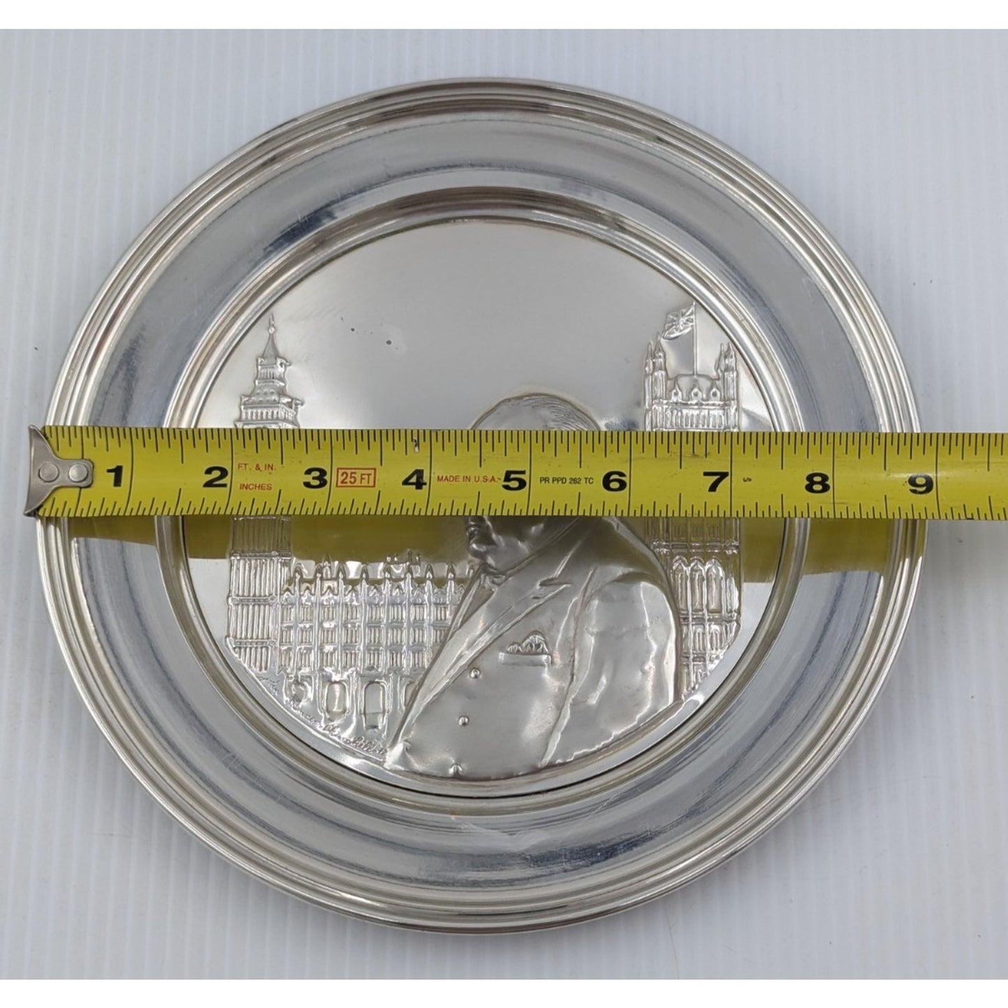 Solid Sterling Silver Winston Churchill Relief Plate The Hour of Decision 1972