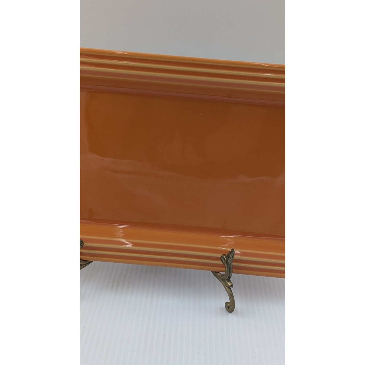Appolia Stoneware Orange Rectangular Baking Serving Dish Platter France 14x7"