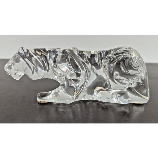 Baccarat Crystal Crouching Tiger Sculpture Figurine Paperweight France 5.75" L