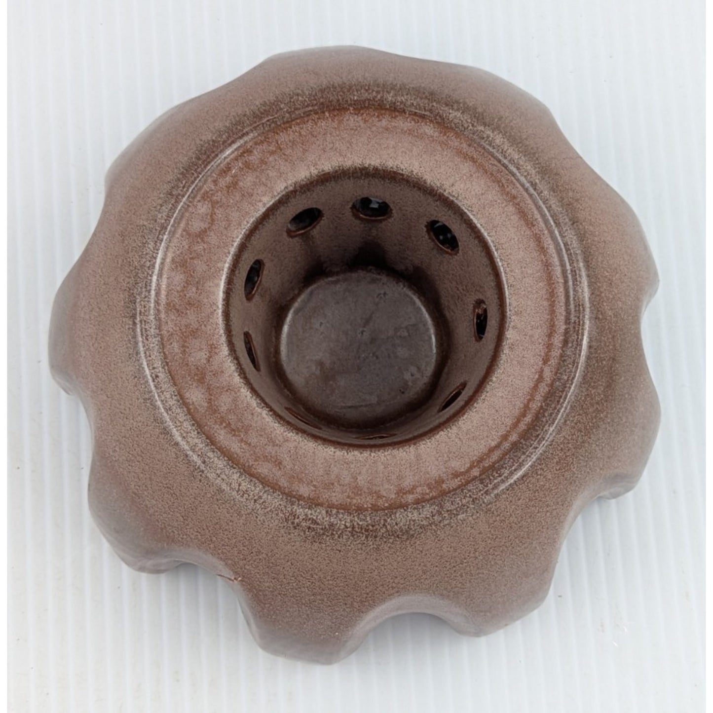 Vintage Frankoma Pottery Beverage Warmer Stand Plainsman Brown Ceramic