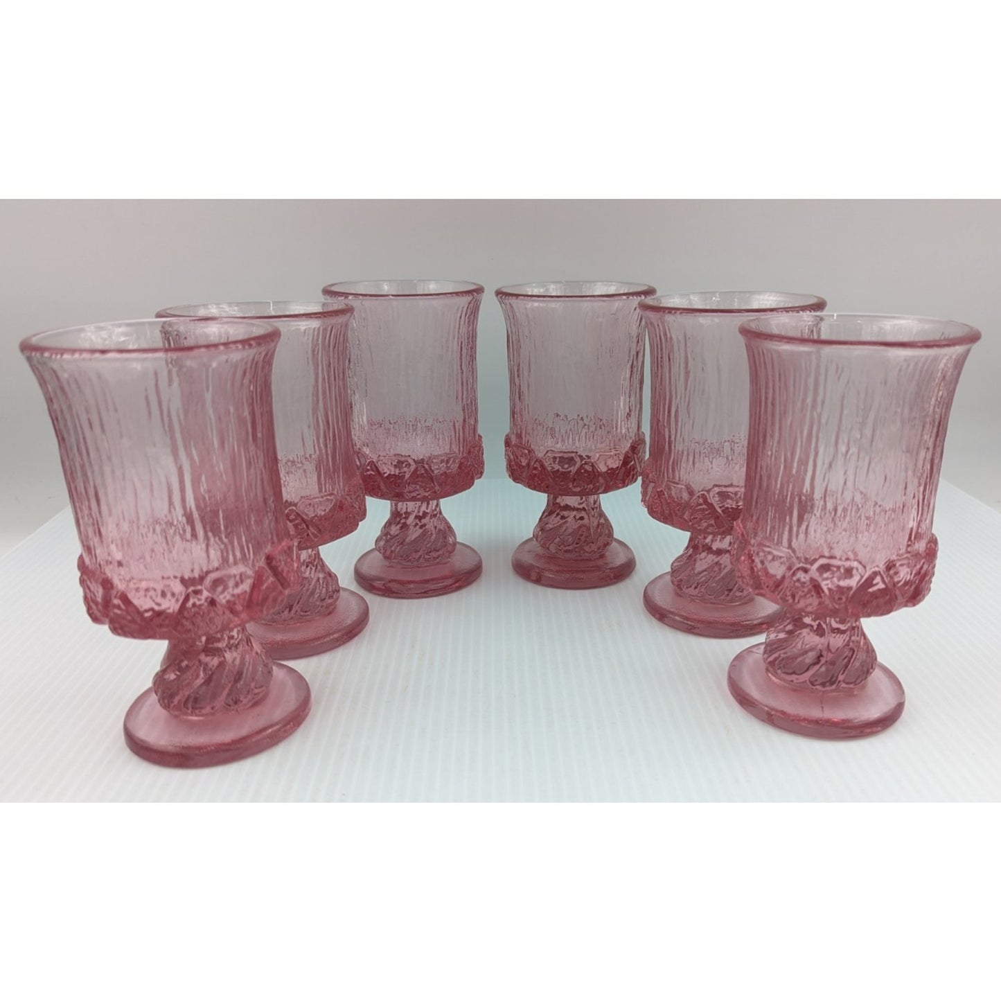 Vintage Fostoria Sorrento Pink Goblets Pedestal Glasses 6" Set of 6