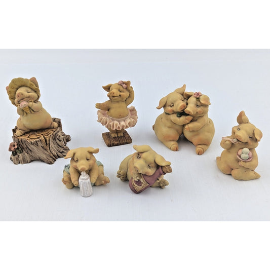 Vintage 1992 Ganz Pigsville Figurines Lot Of 6