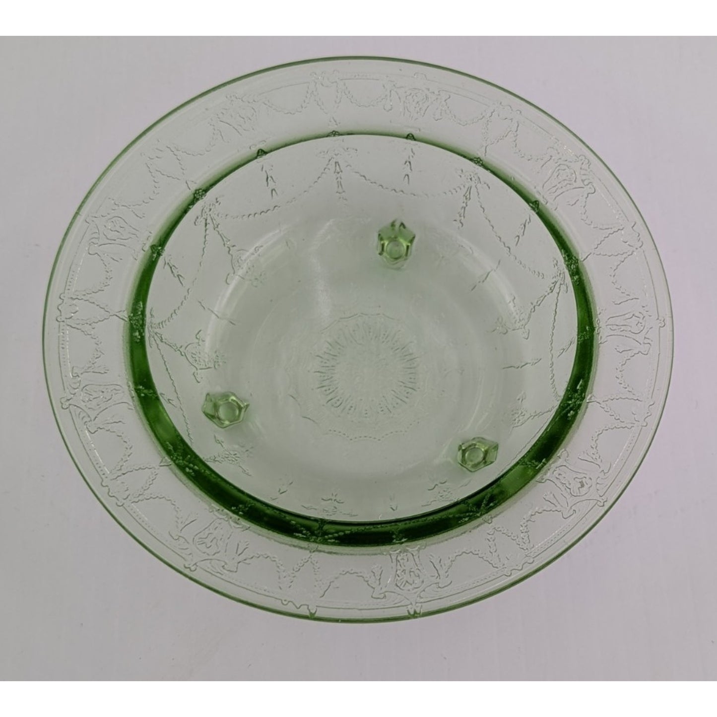 Vintage Mosser Green Glass Miniature Jennifer Set #6 - Bowl and Candlesticks