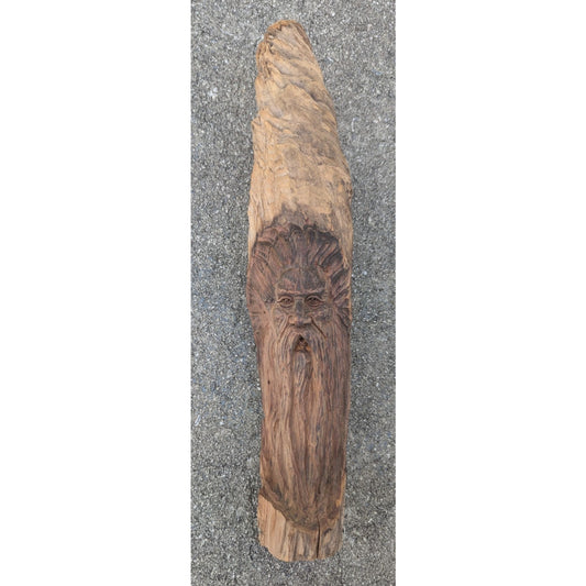 Hand Carved Wood Spirit Sculpture Man Folk Art Branch 13.5"
