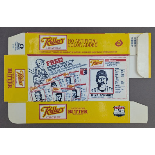 Mike Schmidt 1986 Keller's Butter Original Empty Box Phillies Baseball Card
