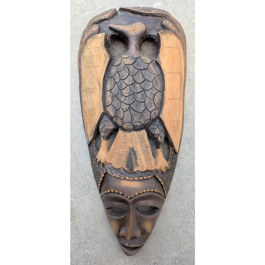 Hand Carved Wooden Tribal Face Mask Ritual Wall Art African Modern