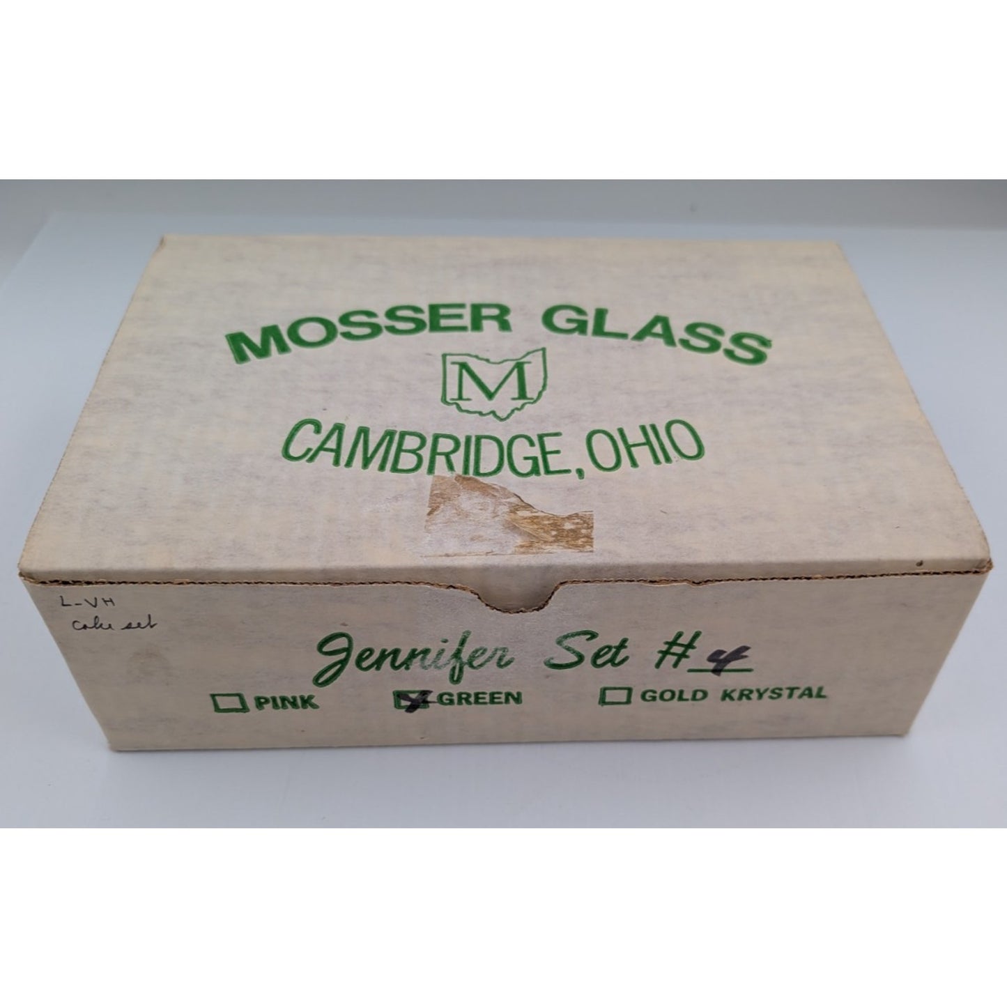 Vintage Mosser Green Glass Miniature Jennifer Set #4 - Cake Plate Dessert Set