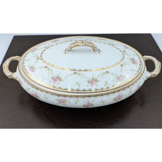 Charles Field Haviland Limoges Floral Covered Vegetable Bowl GDA France 11.75"