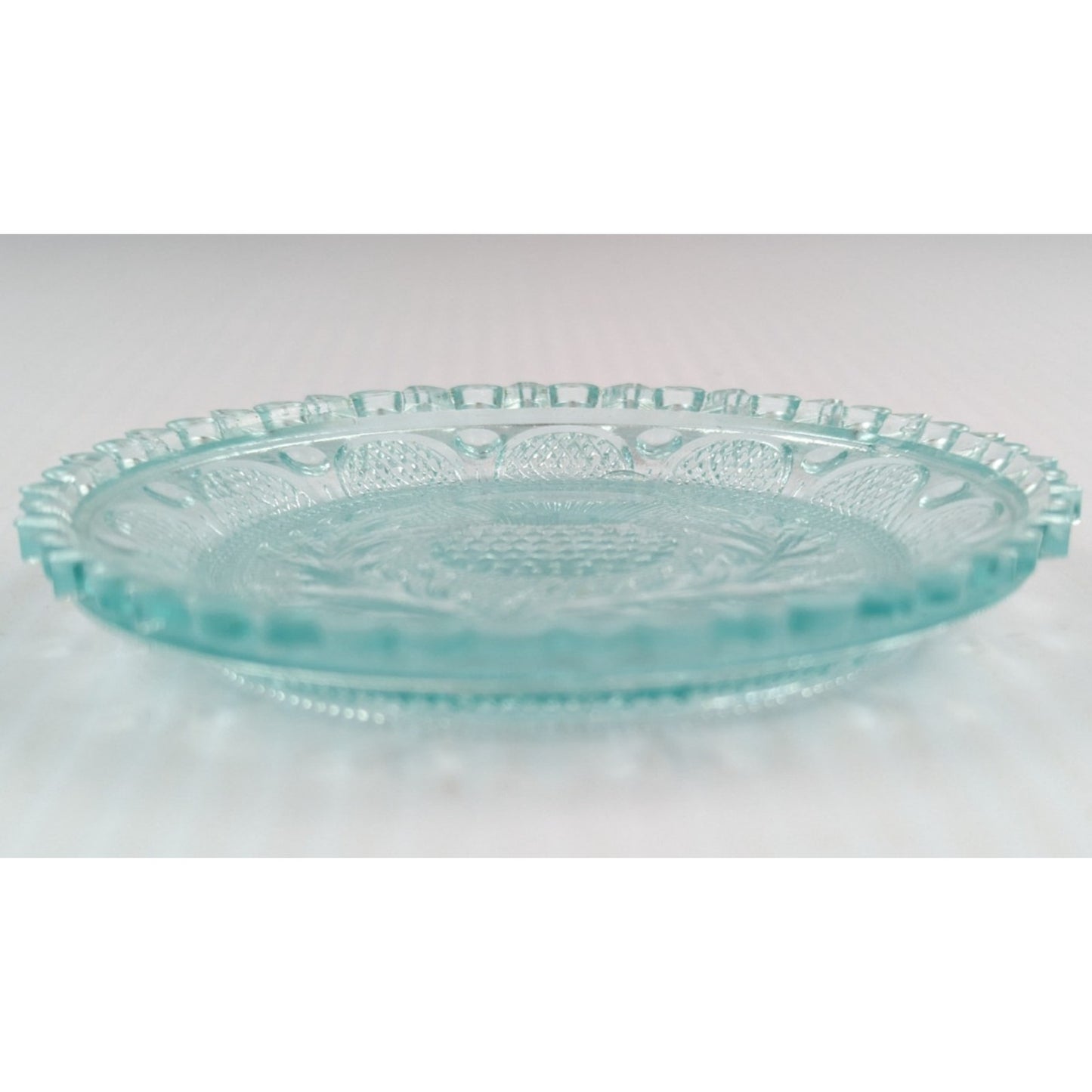 Scottish Thistle Flower Art Glass Window Decor Pairpoint Cup Plate Light Green