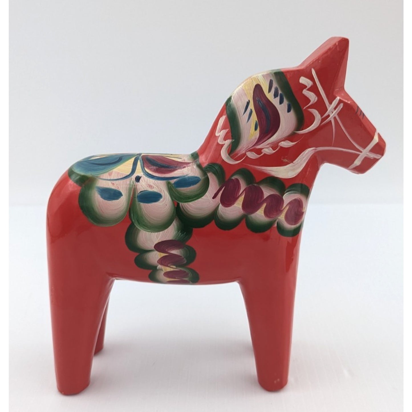 Nils Olsson Dala Horse Figure Sweden 8" Carved Wood Hand Painted Swedish