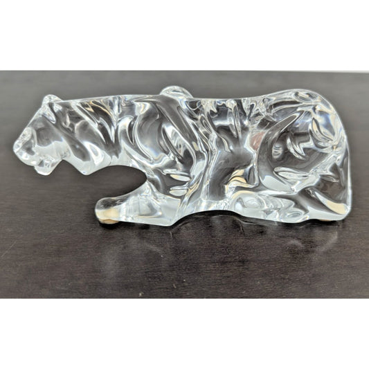 Baccarat Crystal Crouching Tiger Sculpture Figurine Paperweight France 5.75" L
