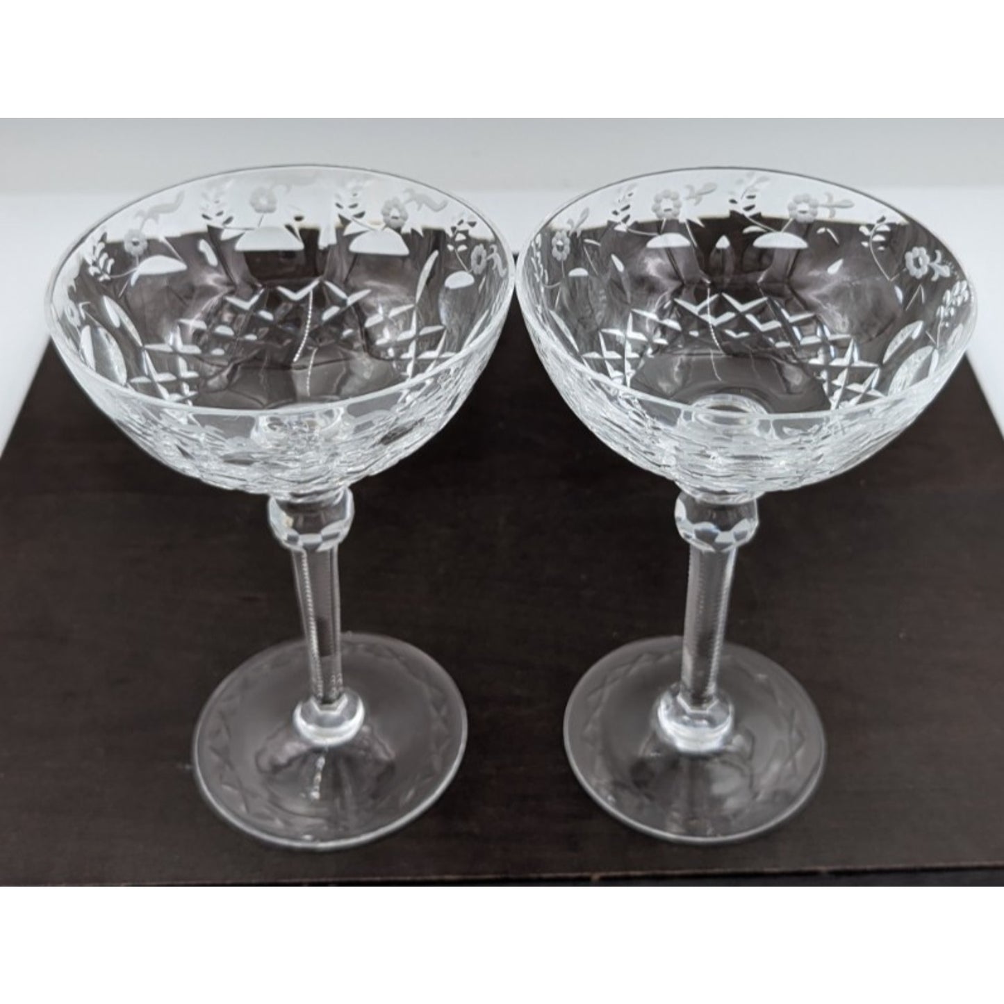 Rogaska Gallia Champagne Tall Sherbet Glasses 7 1/8" Set of 2