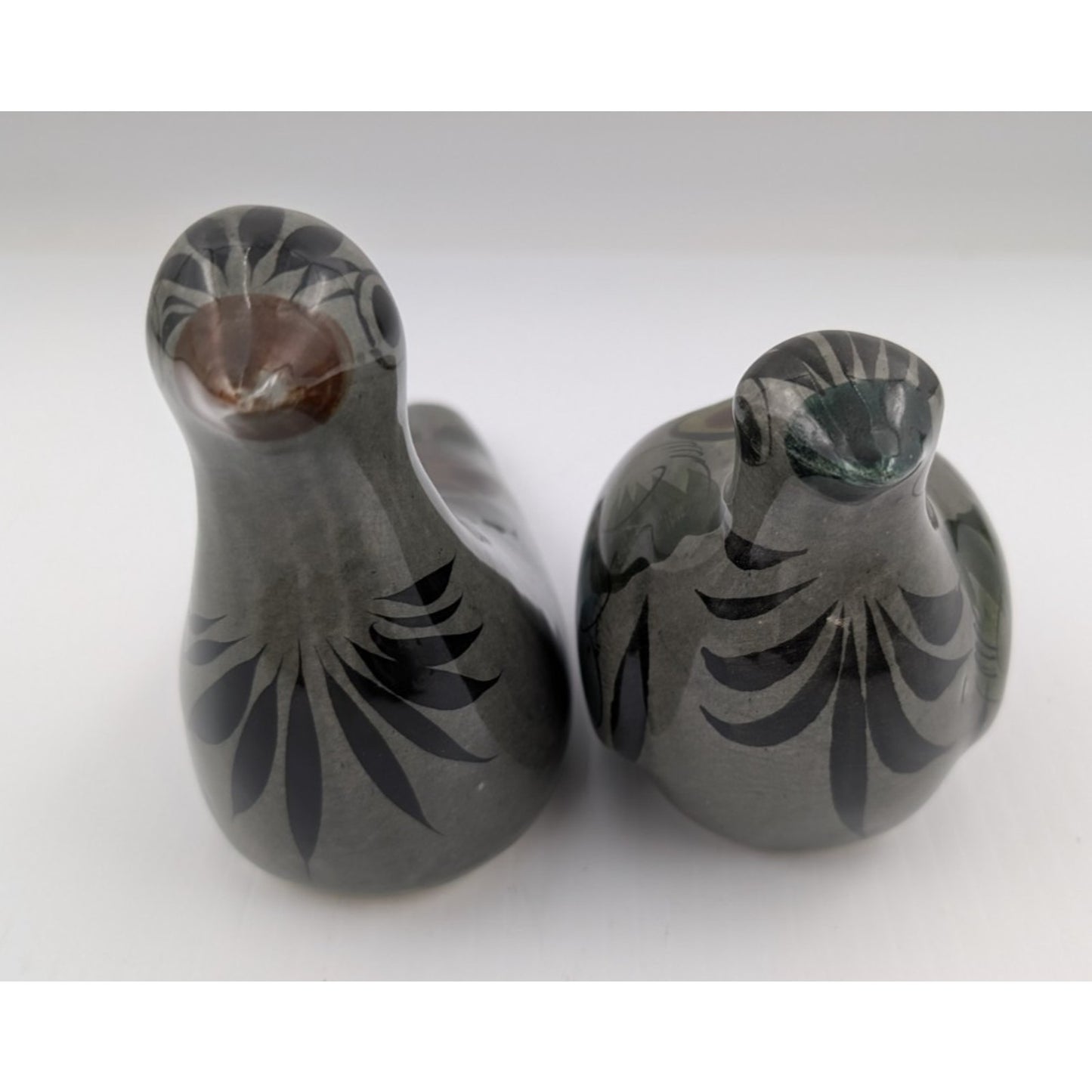Vintage Mexican Pottery Bird Figurines Hand Painted Folk Art Birds Set of 2