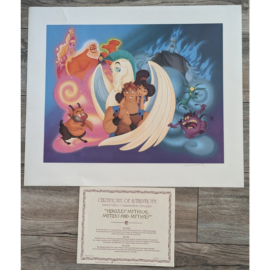 Disney Hercules Mythical Misters And Mythses Don Williams Signed Lithograph COA