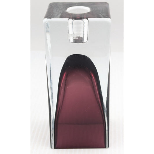 Art Glass Candlestick Pillar Sommerso Amethyst Clear Modern Krosno Poland