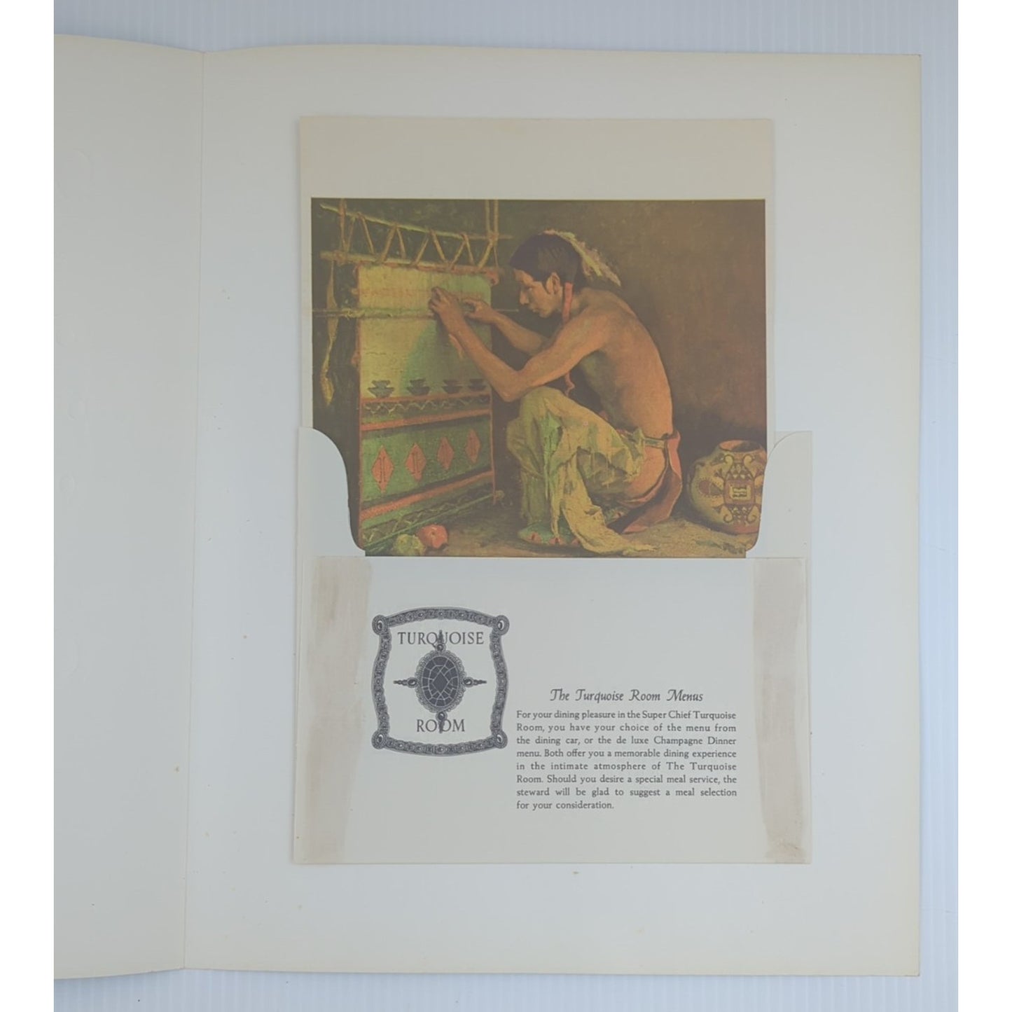 Santa Fe Railroad Super Chief Turquoise Room Menu Large 14" x 11"