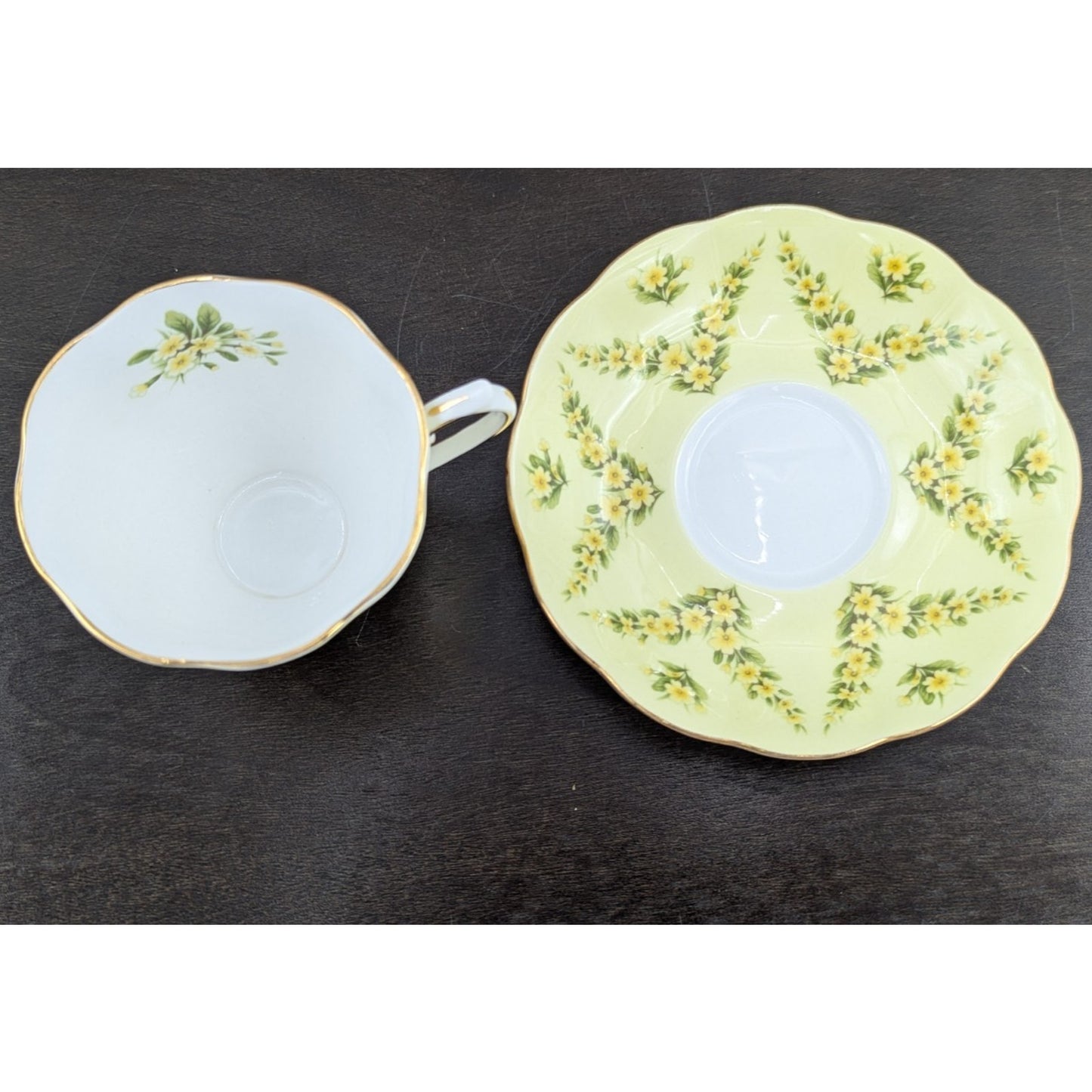 Royal Albert Bone China Yellow Satin Floral Tea Cup & Saucer England Vintage