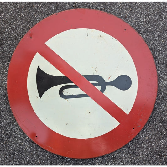 Road Sign Quite Zone "No Horn" Vintage Solid 23"