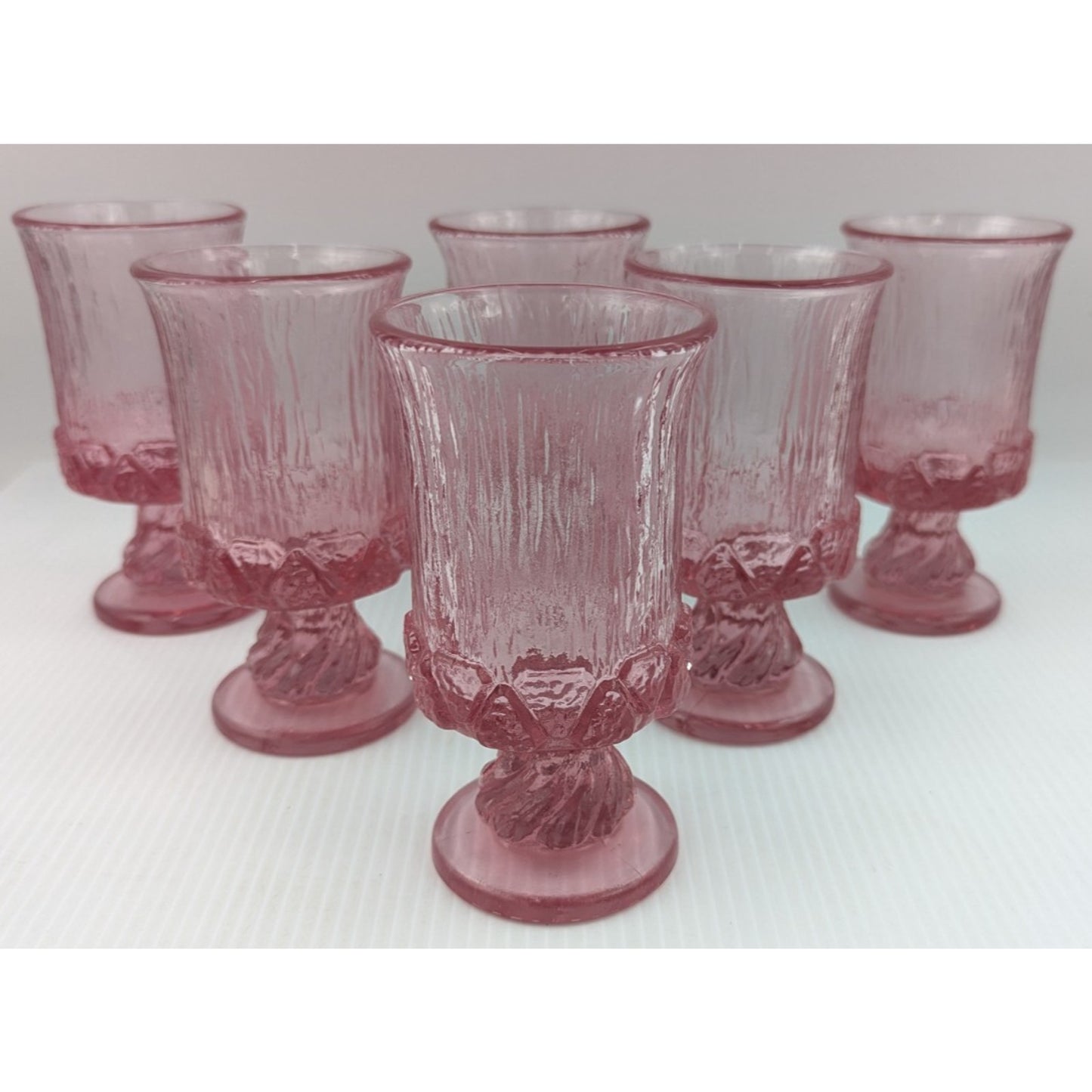Vintage Fostoria Sorrento Pink Goblets Pedestal Glasses 6" Set of 6