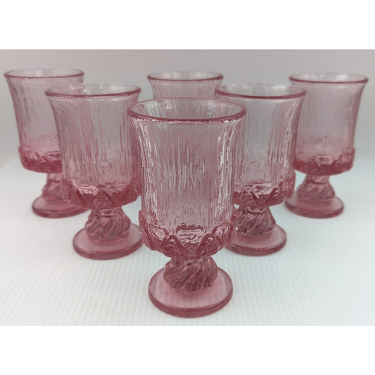 Vintage Fostoria Sorrento Pink Goblets Pedestal Glasses 6" Set of 6