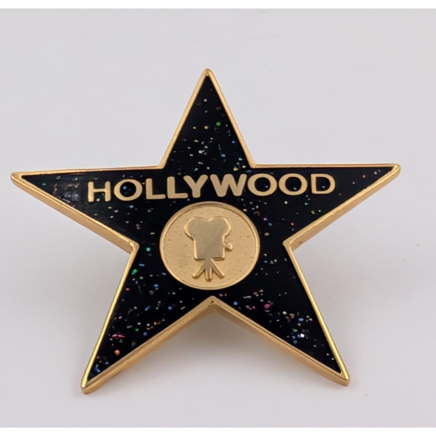 Hollywood Walk Of Fame Star Pin Black Glittery Gold 2002 HCC Pinnacle Lapel Pin