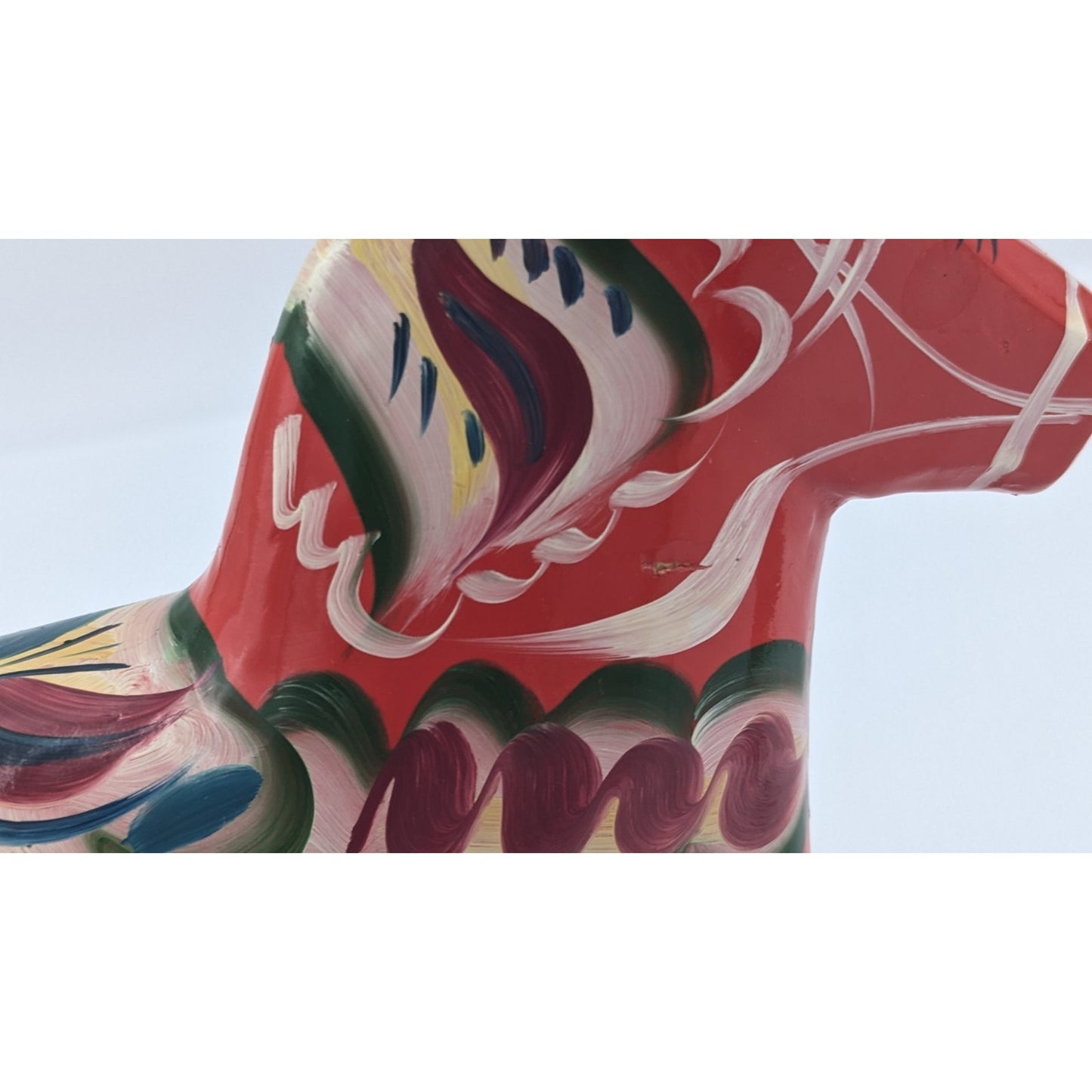 Nils Olsson Dala Horse Figure Sweden 8" Carved Wood Hand Painted Swedish