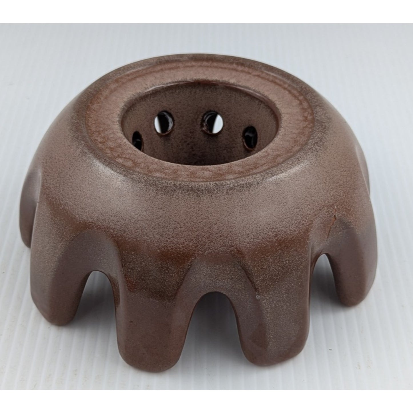 Vintage Frankoma Pottery Beverage Warmer Stand Plainsman Brown Ceramic