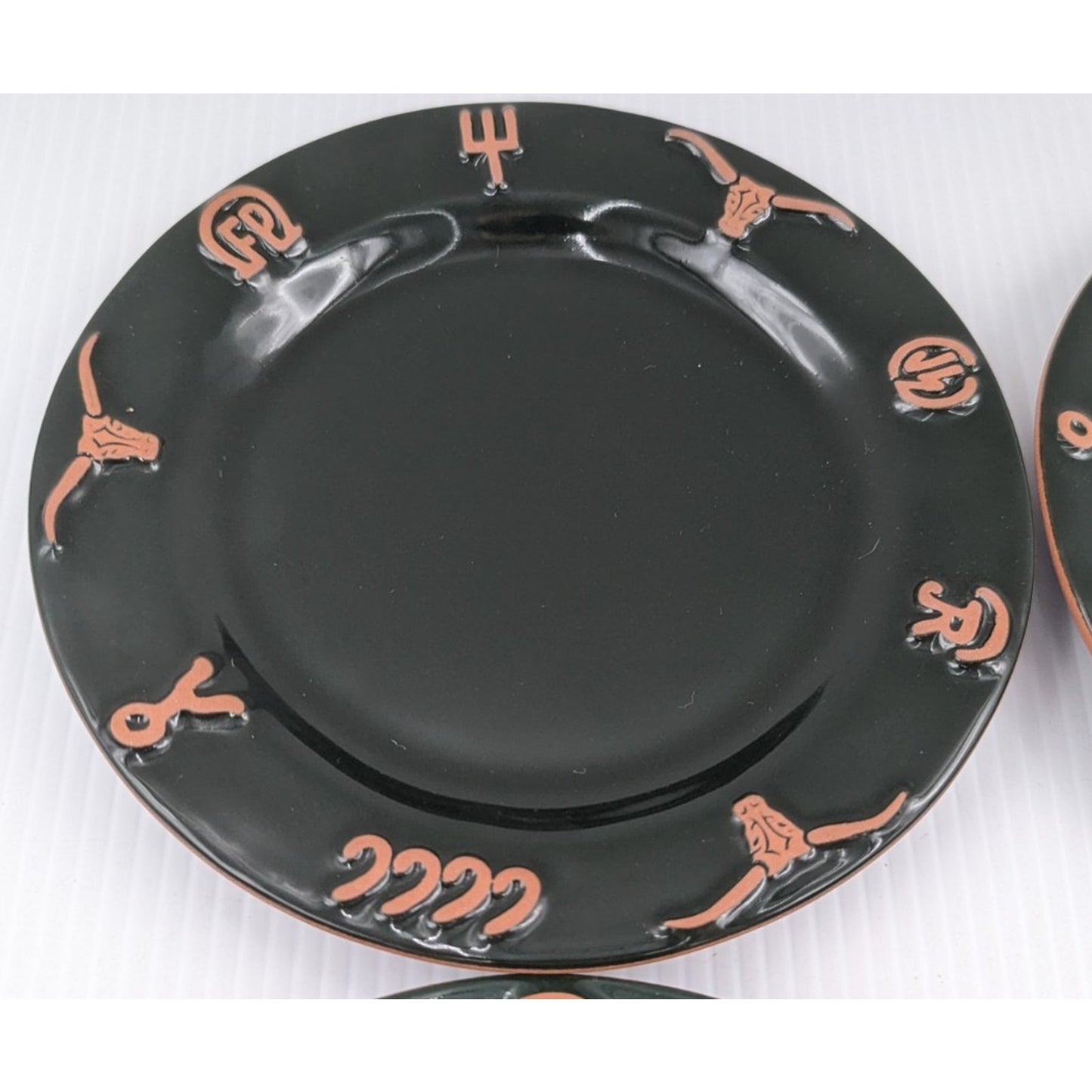 Frankoma Ranch Forest Green Salad Plate Set of 4 Plates Cattle Brands