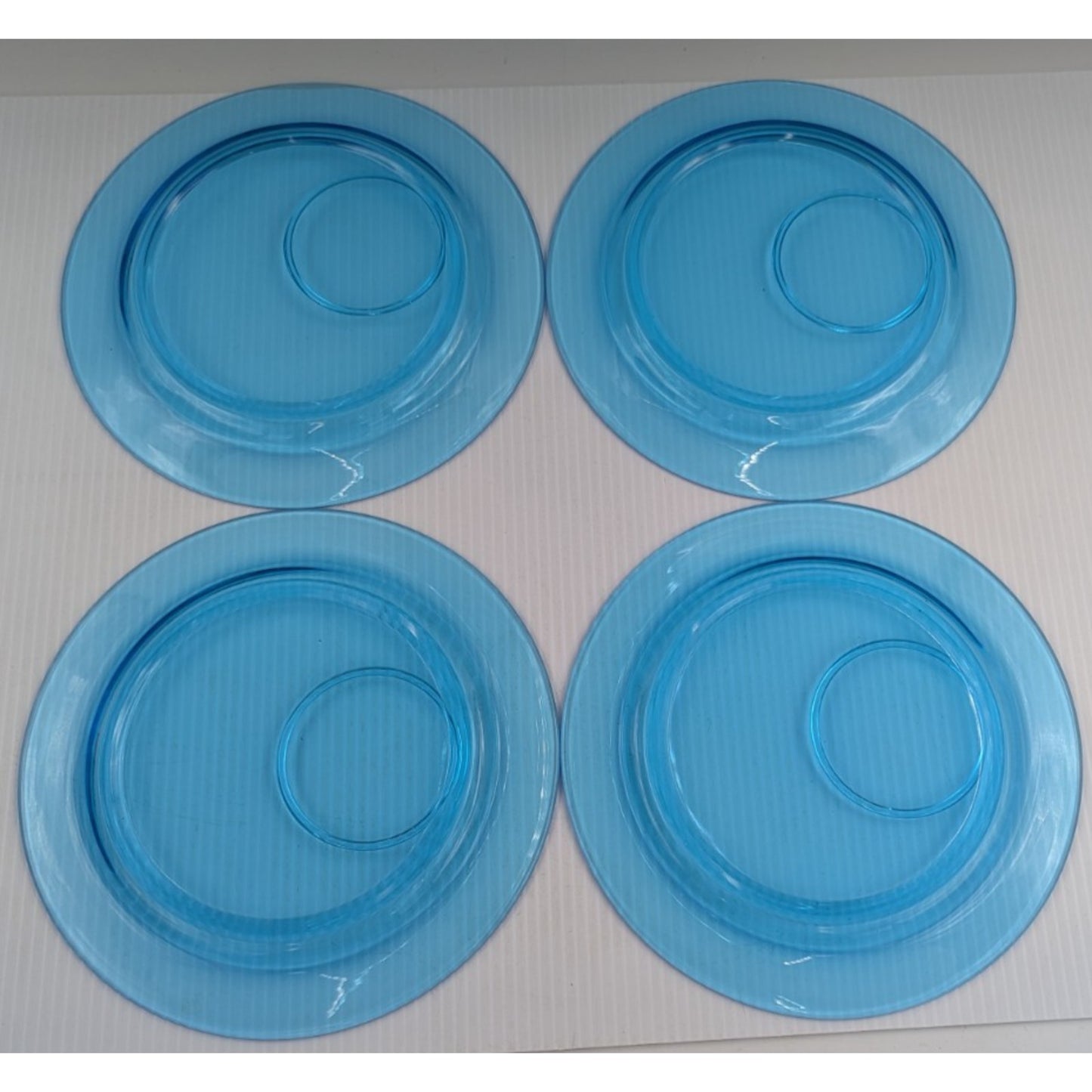 Fostoria Priscilla Blue Luncheon Set for 4 Plates Footed Custard Cups Bridge Set