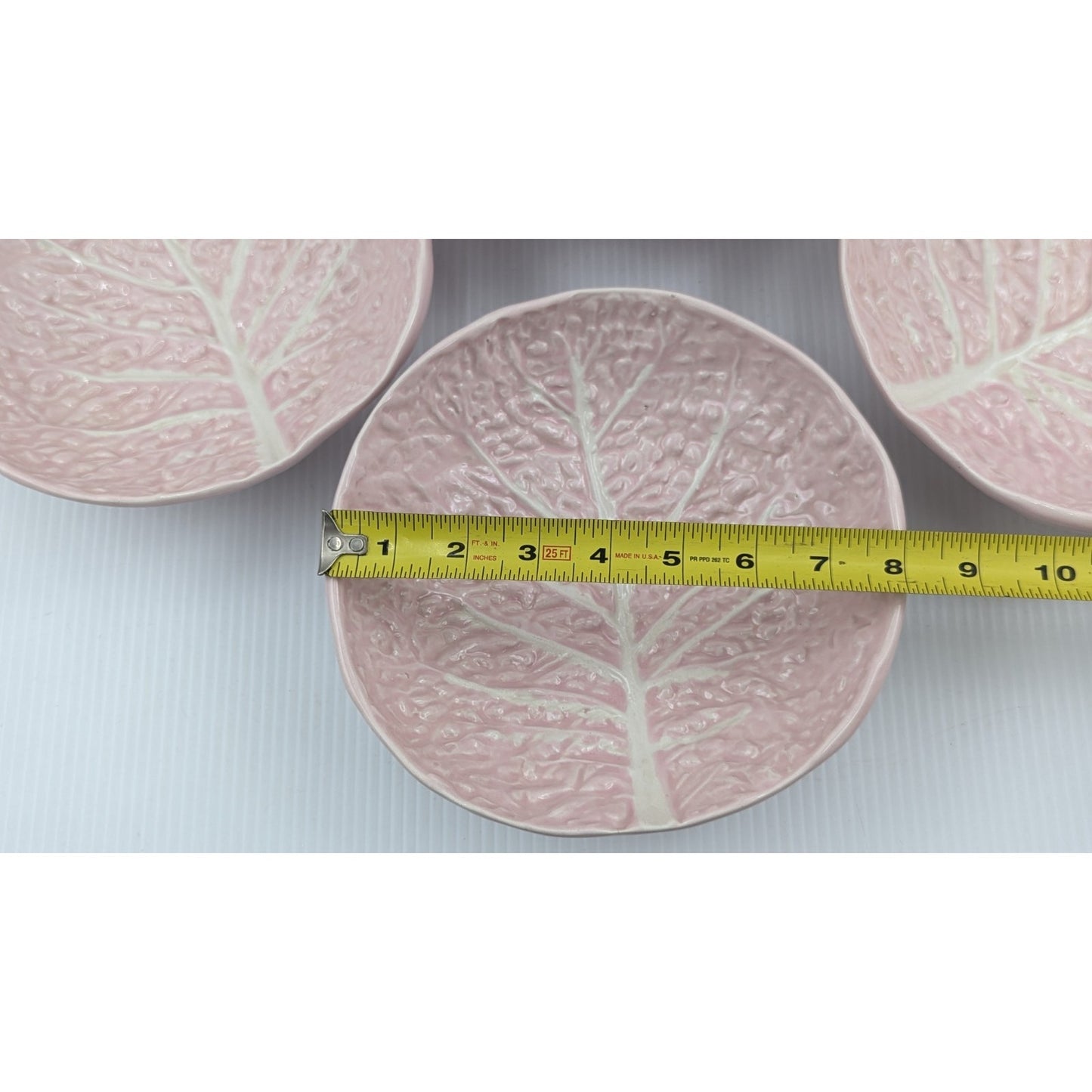 Pink Majolica Cabbage Leaf Soup Pasta Bowl Set of 4 Bowls 8" JF 512 Portugal