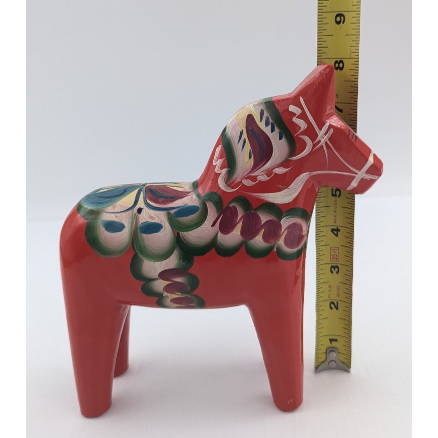 Nils Olsson Dala Horse Figure Sweden 8" Carved Wood Hand Painted Swedish