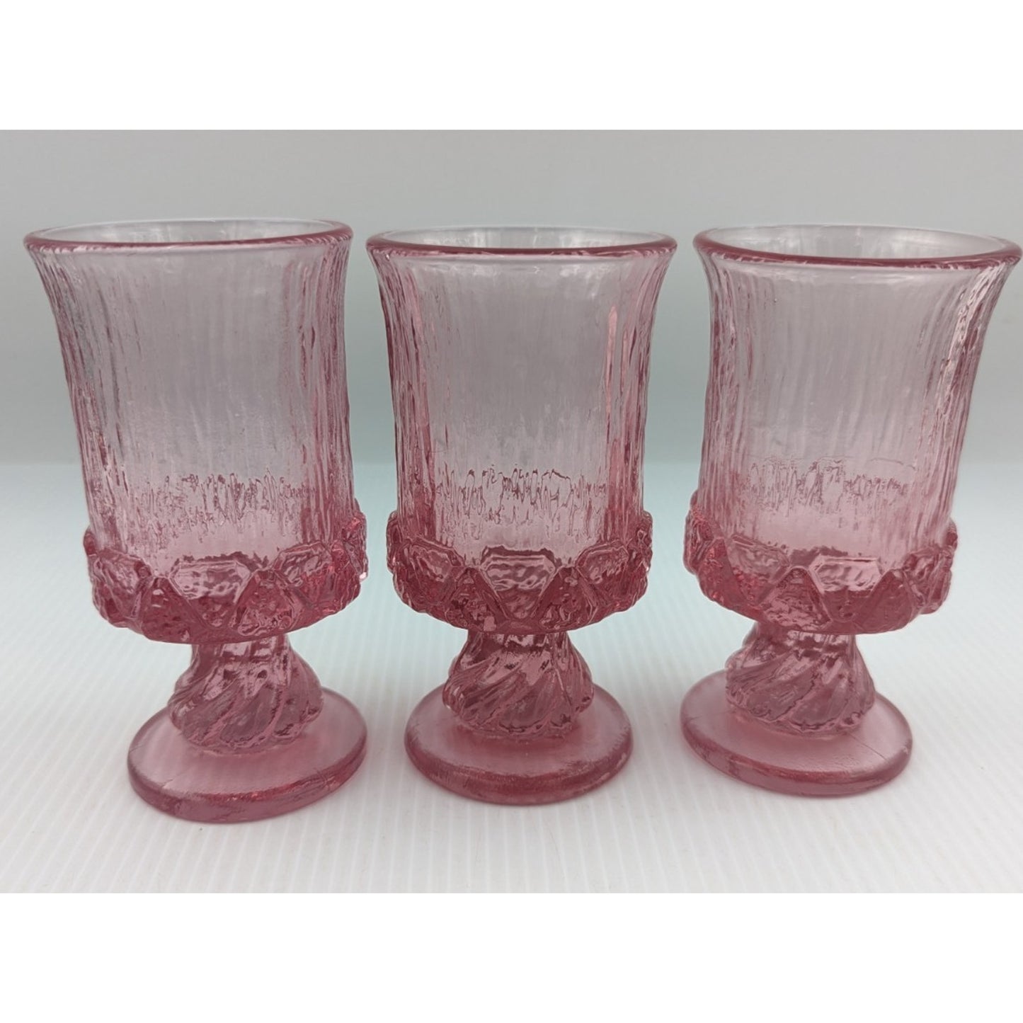 Vintage Fostoria Sorrento Pink Goblets Pedestal Glasses 6" Set of 6