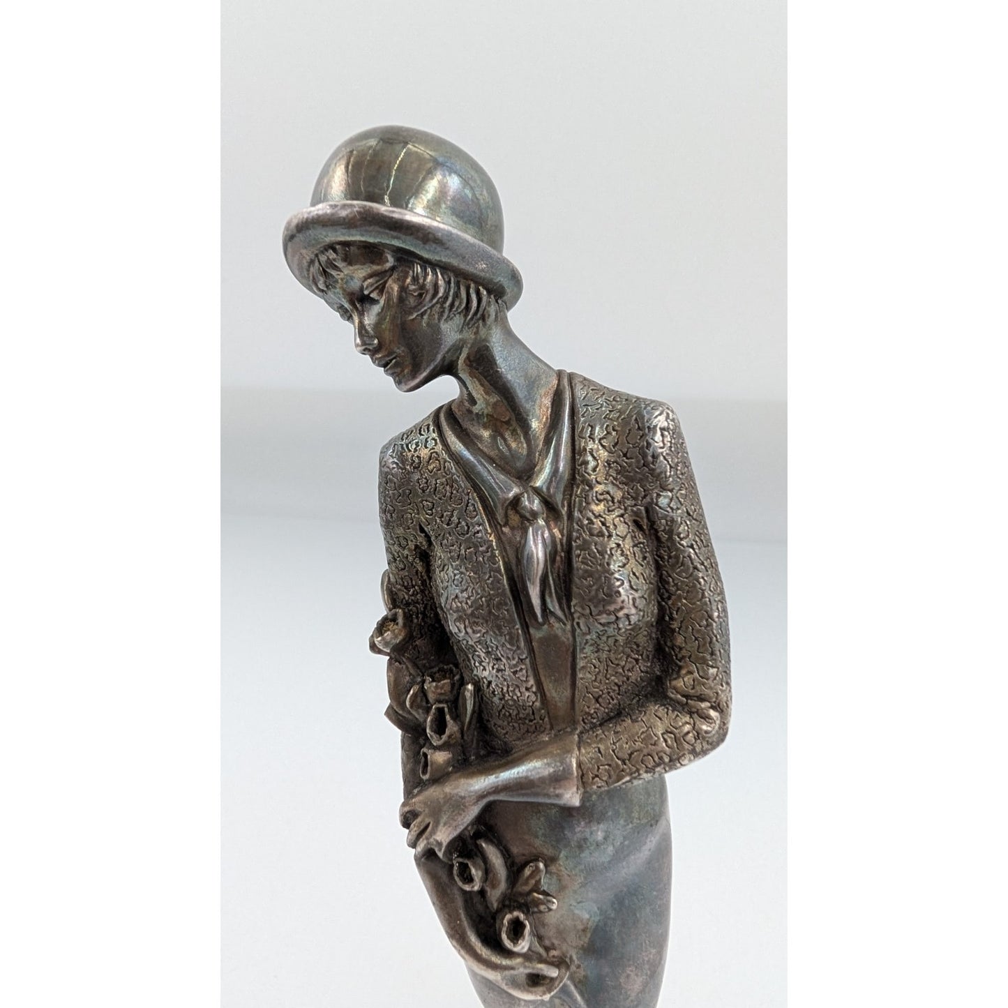 Fratelli Magrino Argentieri Sterling Silver Over Resin Lady Figurine Italy